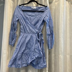 LIKELY White & Blue Pin-strip Dress